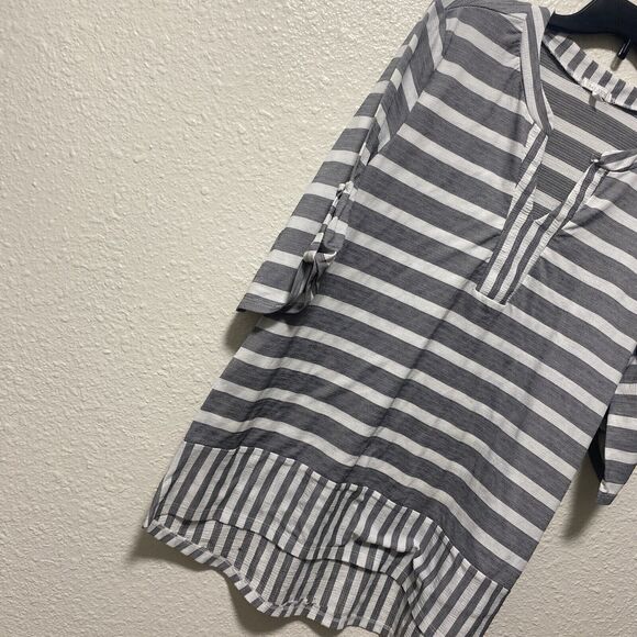 ava james tunic top xl gray white extra large stripes lightweight tt - Picture 2 of 11